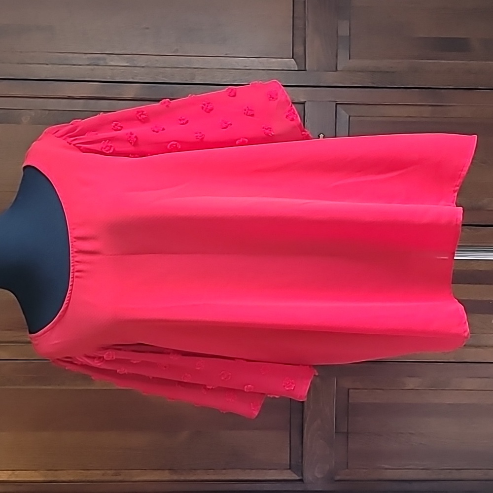 GiGiO plus XL womens red blouse shear large flutter sleeve back keyhole
